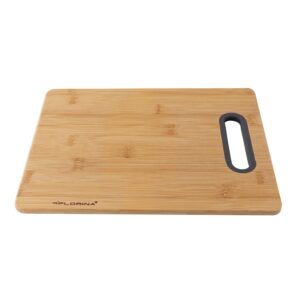 SportFr Planche a Découper en Bambou (40 x 29 cm) I Planche en Bois avec Poignée en Silicone TITOLARE I Antibactérienne