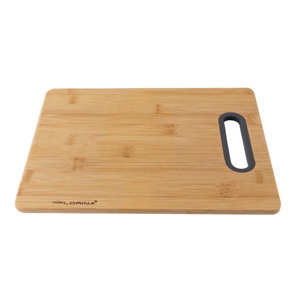 SportFr Planche a Découper en Bambou (40 x 29 cm) I Planche en Bois avec Poignée en Silicone TITOLARE I Antibactérienne