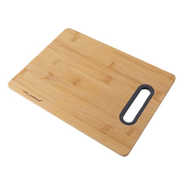SportFr Planche a Découper en Bambou (40 x 29 cm) I Planche en Bois avec Poignée en Silicone TITOLARE I Antibactérienne – Image 3